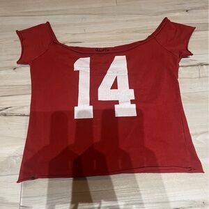 Brandy Melville Red Jersey Top with White Number